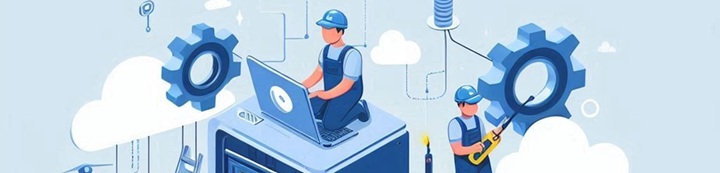 Técnico prestando suporte em um computador